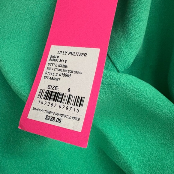 NWT Lilly Pulitzer Vibrant Green Stela Strapless Dress in Spearmint, Size 6 - Picture 3 of 5